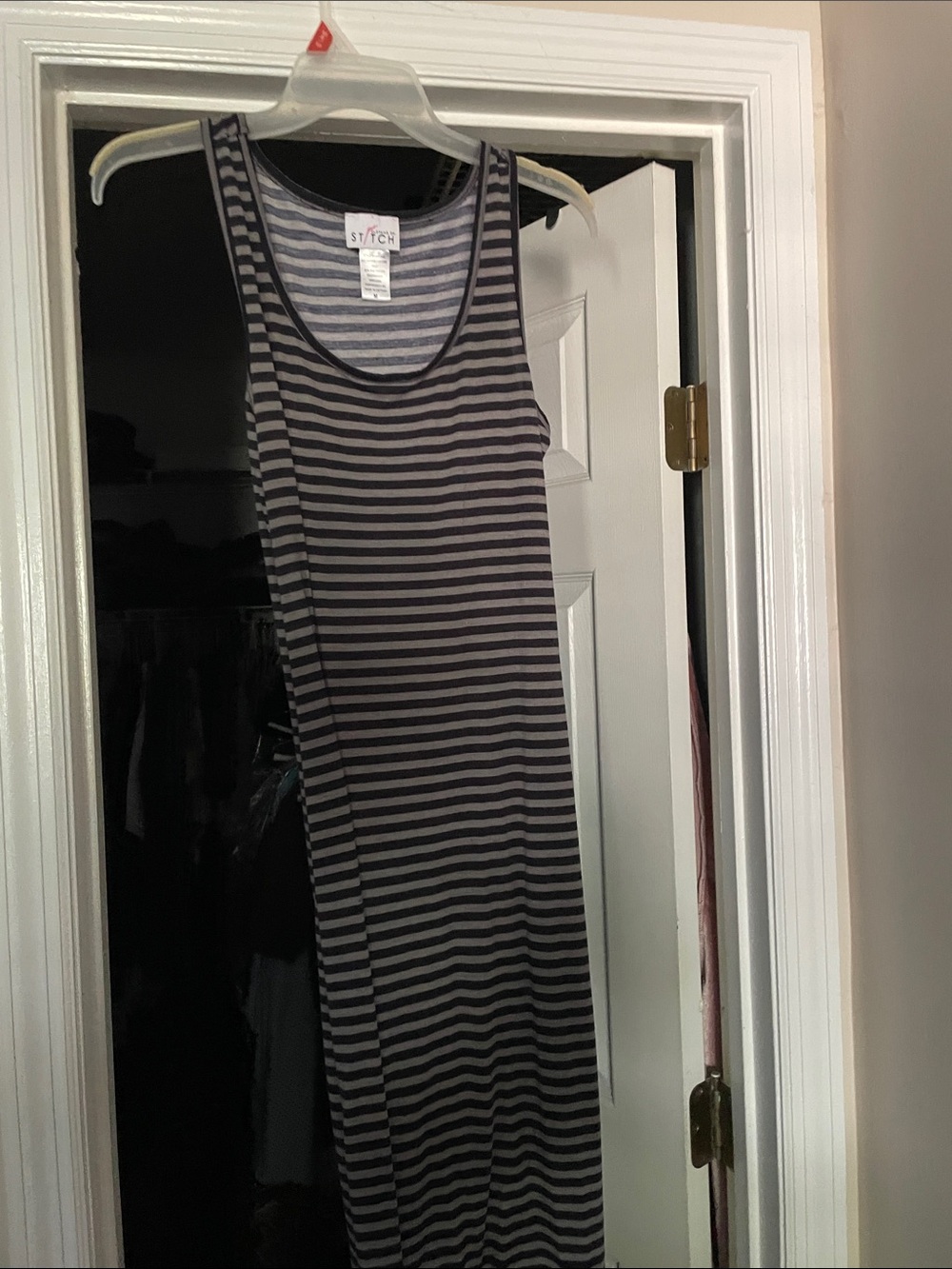 Striped Tank Maxi Dress in Black and Gray